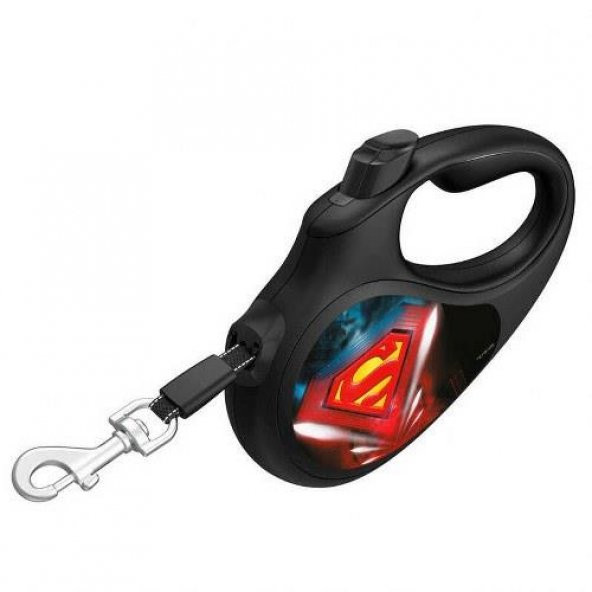 Waudog Collar Geri Çekilebilir Köpek Gezdirme Tasması Superman Logo desenli S 15 KG kadar, 5 mt siyah