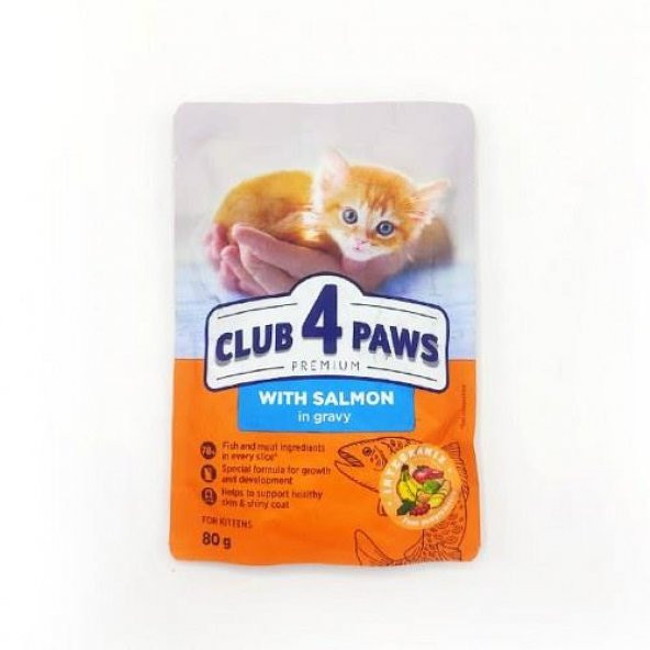 Club4Paws Somonlu Prem.Pouch Yavru Kedi Mama 80Gr