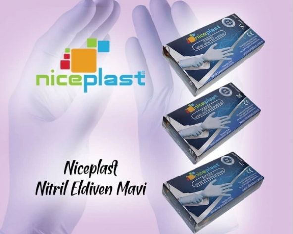 Pudrasız Mavi Nitril Medikal Muayene Eldiveni ( S ) 100 Adet