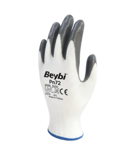 PN72 Gri İş Eldiveni Nitril Kaplama(1 Çift)