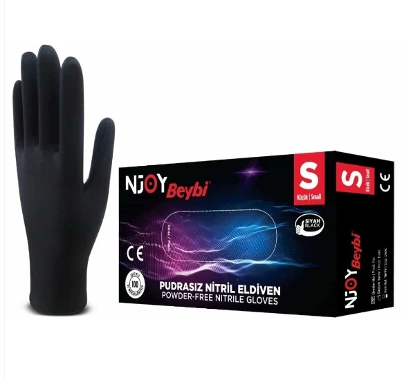 Beybi Pudrasız Siyah Nitril Medikal Muayene Eldiveni ( S ) 100 Adet ürün görseli