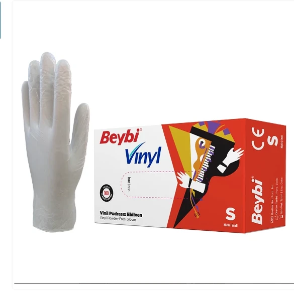Beybi Vinil Şeffaf Muayene Eldiveni Pudrasız ( S ) 20 Kutu ürün görseli 1