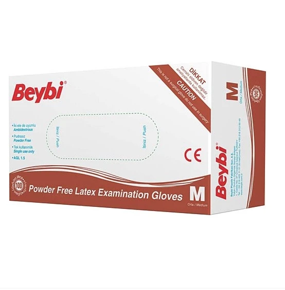 Beybi Pudrasız Lateks Muayene Eldiveni ( M ) 20 Kutu