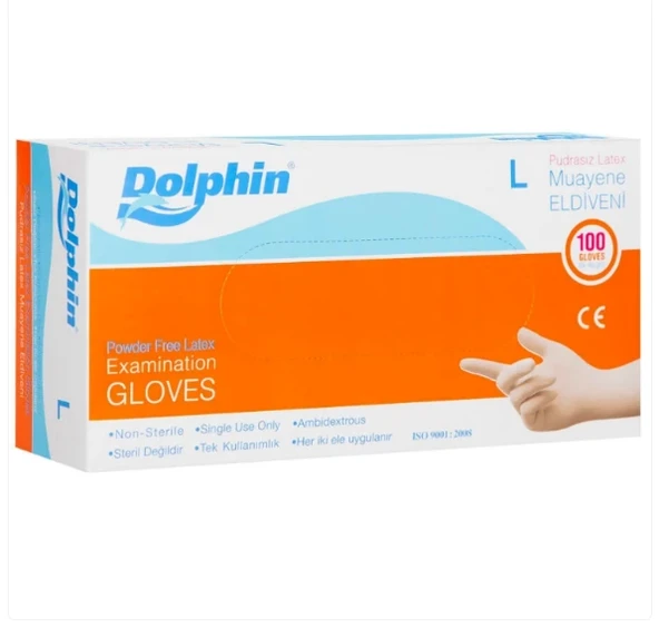 Pudrasız Lateks Muayene Eldiveni ( L ) 100 Adet ürün görseli