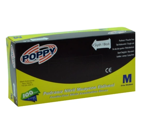Pudrasız Siyah Nitril Medikal Muayene Eldiveni ( M ) 2000 Adet ürün görseli