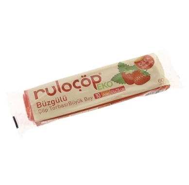 Büzgülü Çöp Torbası Büyük Boy Çilek Kokulu ( 65x70 ) 10 adet ürün görseli 1