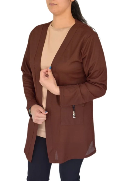 Kadın Mevsimlik Cepli Hırka Ottoman Kumaş BGL-ST03029 - Resim 2