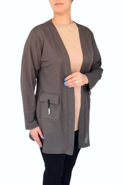 Kadın Mevsimlik Cepli Hırka Ottoman Kumaş BGL-ST03029 - Resim 8