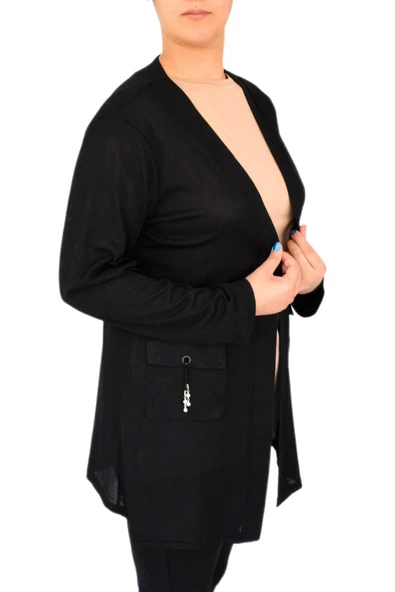 Kadın Mevsimlik Cepli Hırka Ottoman Kumaş BGL-ST03029 - Resim 6