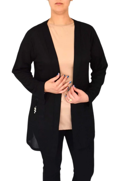 Kadın Mevsimlik Cepli Hırka Ottoman Kumaş BGL-ST03029 - Resim 3