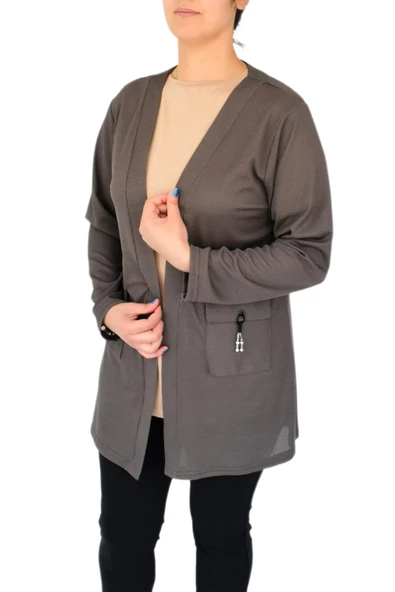 Kadın Mevsimlik Cepli Hırka Ottoman Kumaş BGL-ST03029 ürün görseli