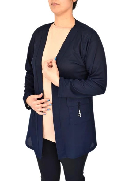 Kadın Mevsimlik Cepli Hırka Ottoman Kumaş BGL-ST03029 - Resim 11