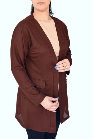 Kadın Mevsimlik Cepli Hırka Ottoman Kumaş BGL-ST03029 - Resim 9