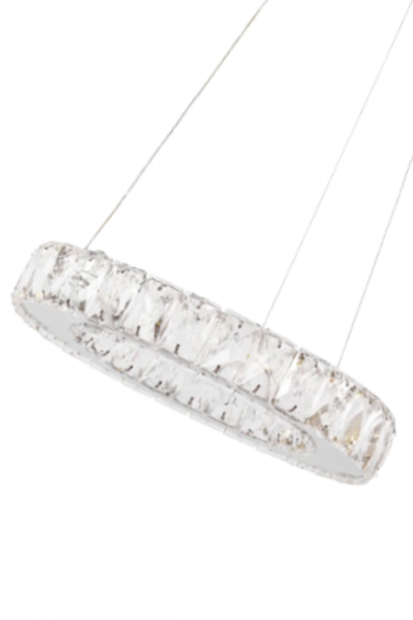 IŞILTI TEK KATLI SARKIT KRİSTAL AVİZE - YUVARLAK TAŞLI AVİZE - Salon - Yatak Odası - Mutfak - Hol - Resim 2