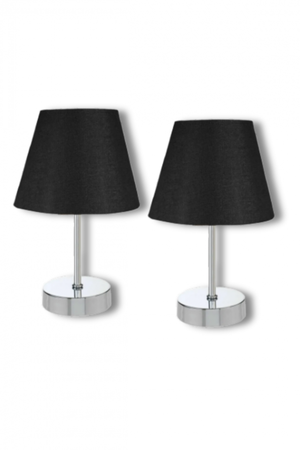 MALTA PREMİUM 2Lİ ABAJUR - Siyah - Gümüş  - Oturma Odası - Salon - Mutfak - Ofis - Mutfak - Hol - Resim 2