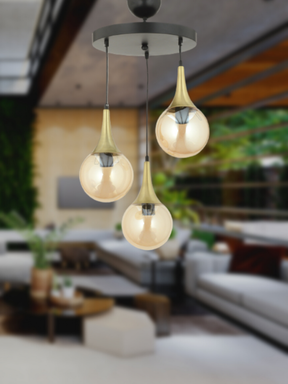 DAMLA 3LÜ SİYAH-ESKİTME AVİZE ürün görseli