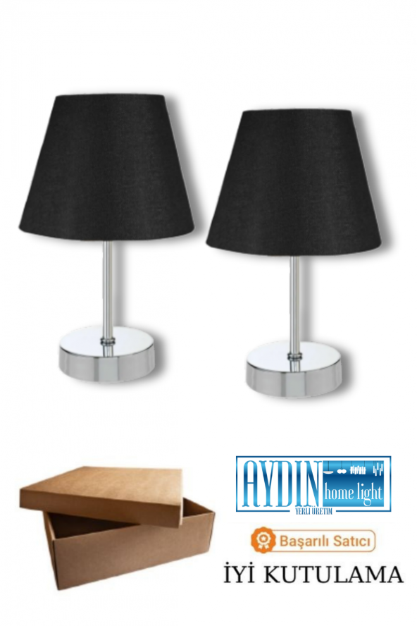 MALTA PREMİUM 2Lİ ABAJUR - Siyah - Gümüş  - Oturma Odası - Salon - Mutfak - Ofis - Mutfak - Hol - Resim 3