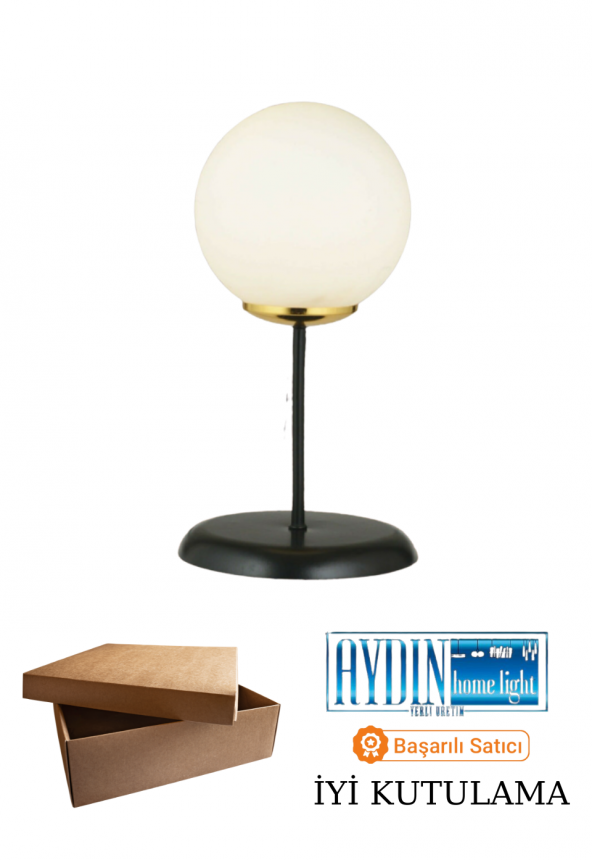 HERA BEYAZ CAMLI SİYAH MASA LAMBASI - Yatak Odası - Salon - Mutfak - Hol - Resim 3