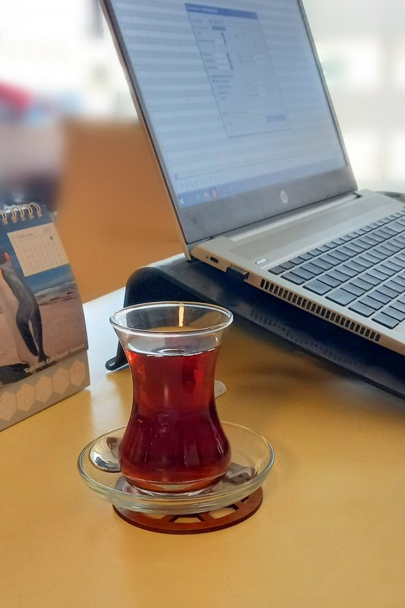 Desen Kesimli Ahşap Bardak Altlığı 6lı Takım , Kahve Bardak Altlığı, Coffe Time -0132