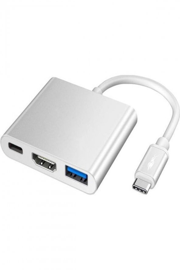 3in1 Type-c To Hdmı Hub Port Adaptör Pd Usb 3.0 4k Hdmı Çıkışlı Çoklayıcı