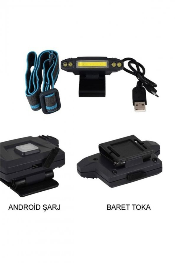 Şarjlı Kafa Feneri Avcı , Balıkçı , Kamp Tipi Cob+ 4 Led Kafa Lambası - 3