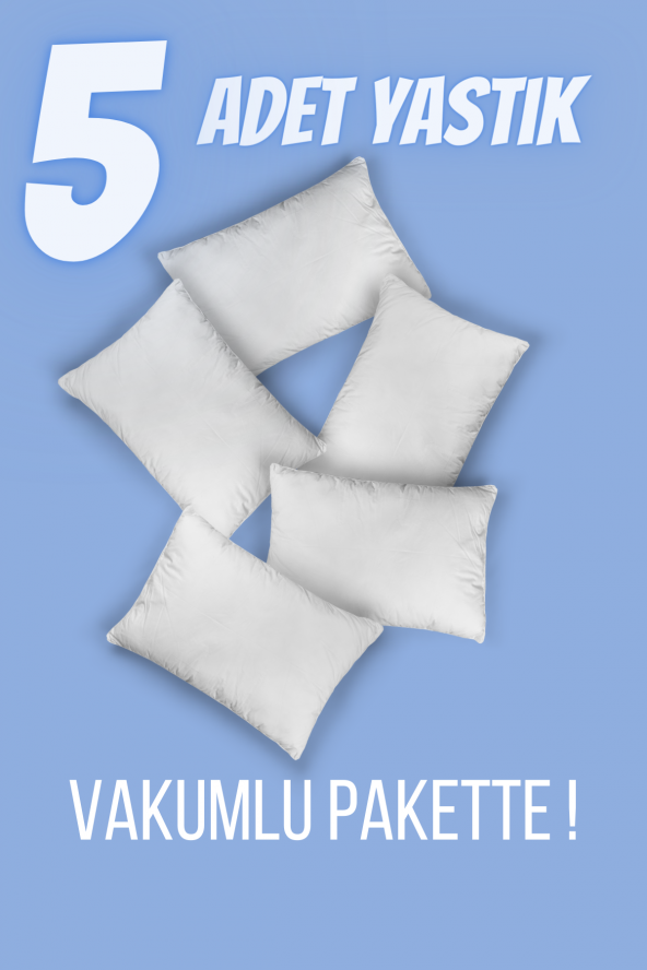 Elyaf Sepeti 5 Adet Yastık 50x70 cm Uyku Yastığı Boncuk Elyaf Yastık