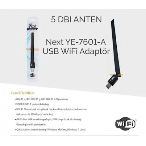 YE-7601A USB WiFi 5dbi Antenli