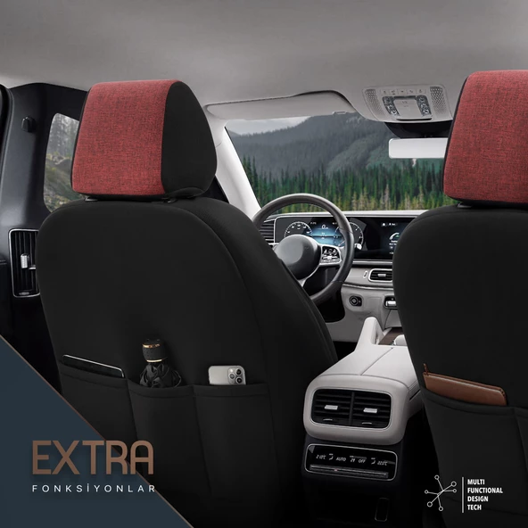Otom Voyager Series Universal Oto Koltuk Kılıfı  Kırmızı - 5