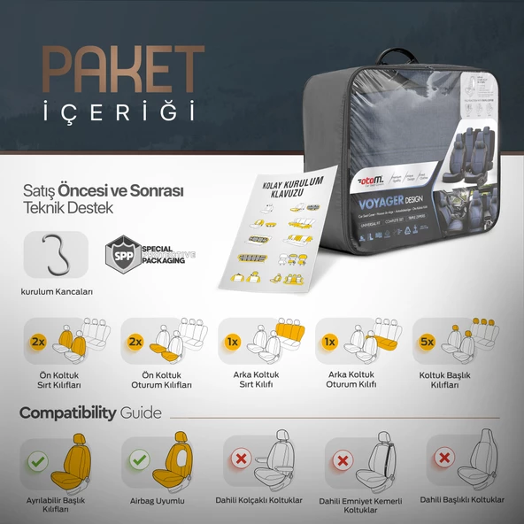 Otom Voyager Series Universal Oto Koltuk Kılıfı  Mavi - 7