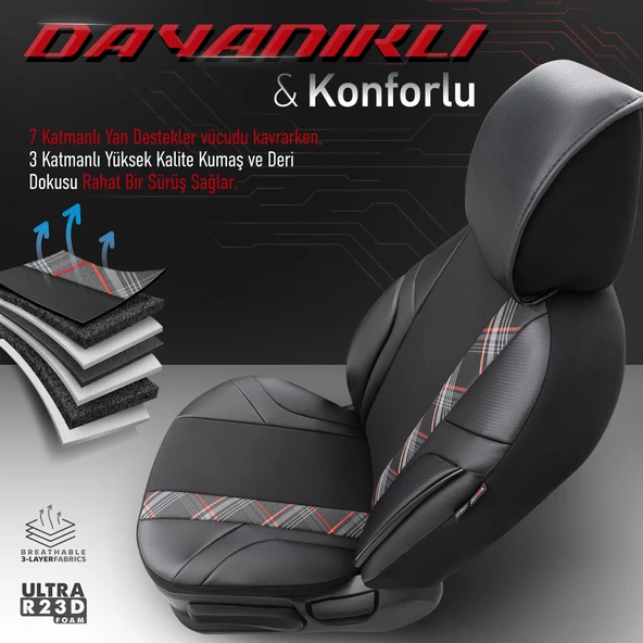 Otom Horizon Series Universal Oto Koltuk Kılıfı Kırmızı - 4