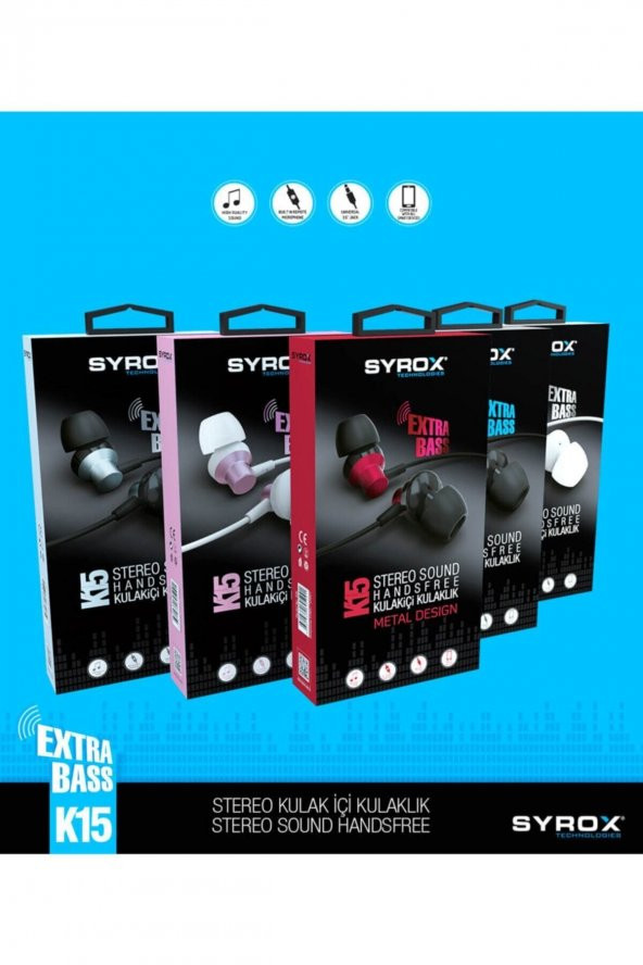 Syrox K15 Metal Extra Bass Mikrofonlu Kulak Içi Kulaklık - 2