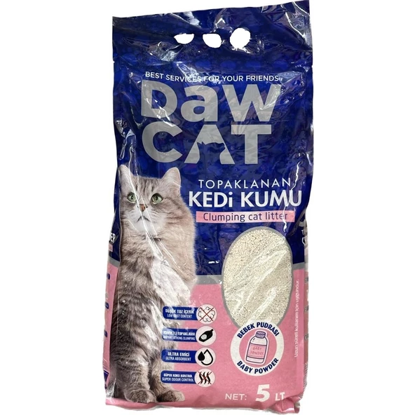 Dawcat 5lt Bentonit Kedi Kumu Bebek Pudra Kokulu