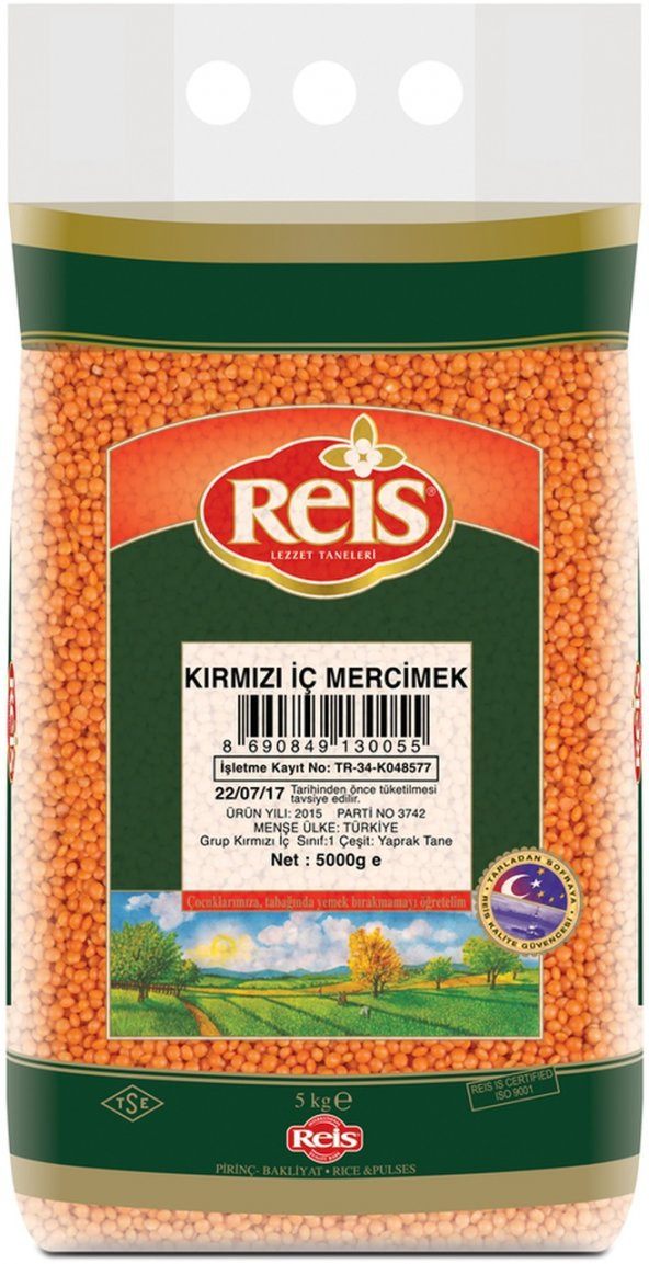 Reis Kırmızı İç Mercimek 5 KG