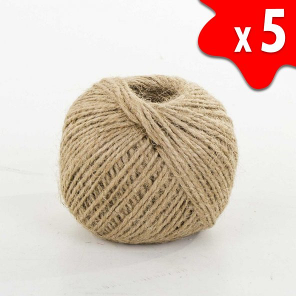 JUT DEKORATİF 5 TOP – 100 Metre 100 Gram ÇUVAL HASIR HALAT İPİ