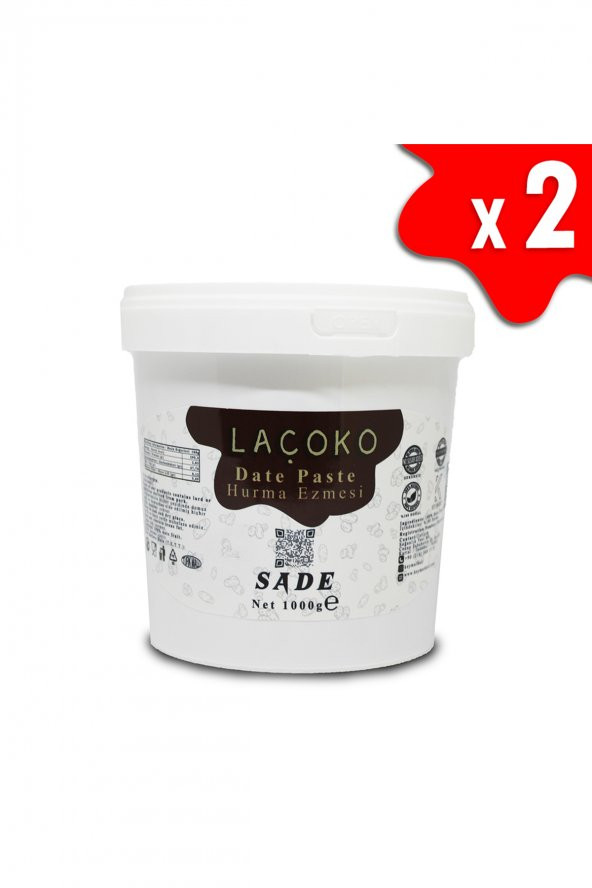 LAÇOKO 2 KG Kova Katkısız,  Vegan, Doğal Hurma Ezmesi  Hurma Dolgusu Hurma Püresi