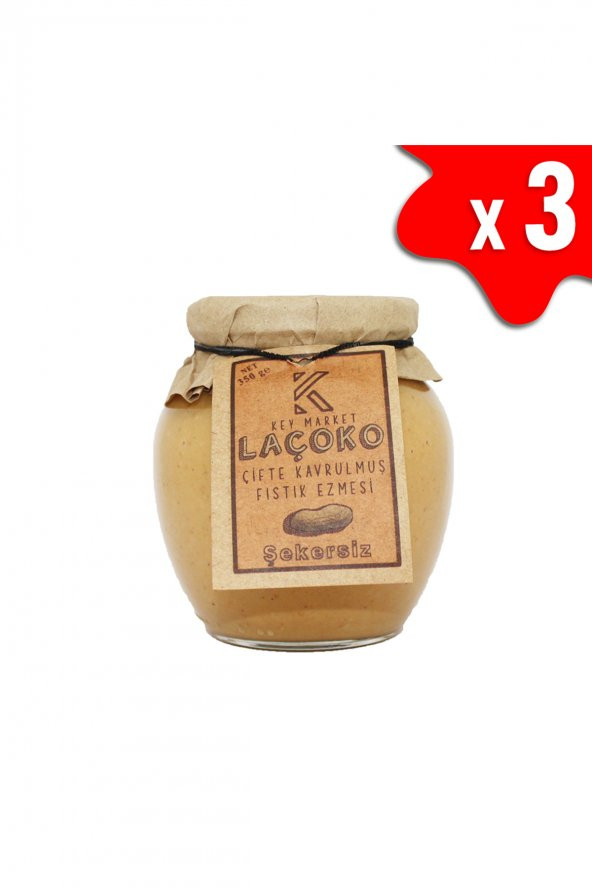 Laçoko Doğal Çifte Kavrulmuş Yer Fıstığı Ezmesi 3 x 350 G