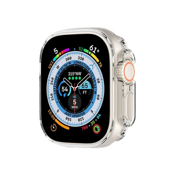 BİNANO APPLE WATCH ULTRA 49MM SİLİKON KASA VE EKRAN KORUYUCU ŞEFFAF