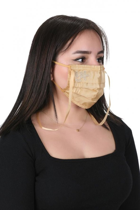 Gümüş İyonlu Boyundan Askılı Yıkanabilir Taşlı Maske K-5 - 2