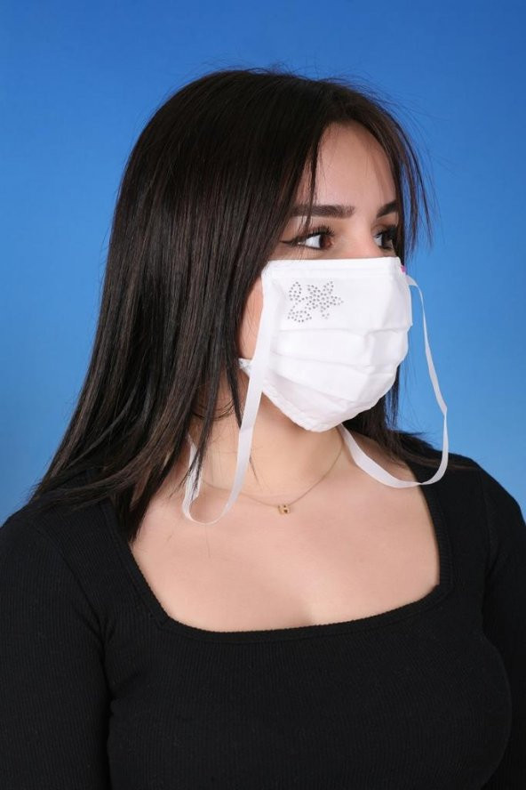 Gümüş İyonlu Boyundan Askılı Yıkanabilir Taşlı Maske K-5 - 3