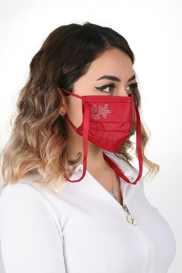 Gümüş İyonlu Boyundan Askılı Yıkanabilir Taşlı Maske K-5 - 4