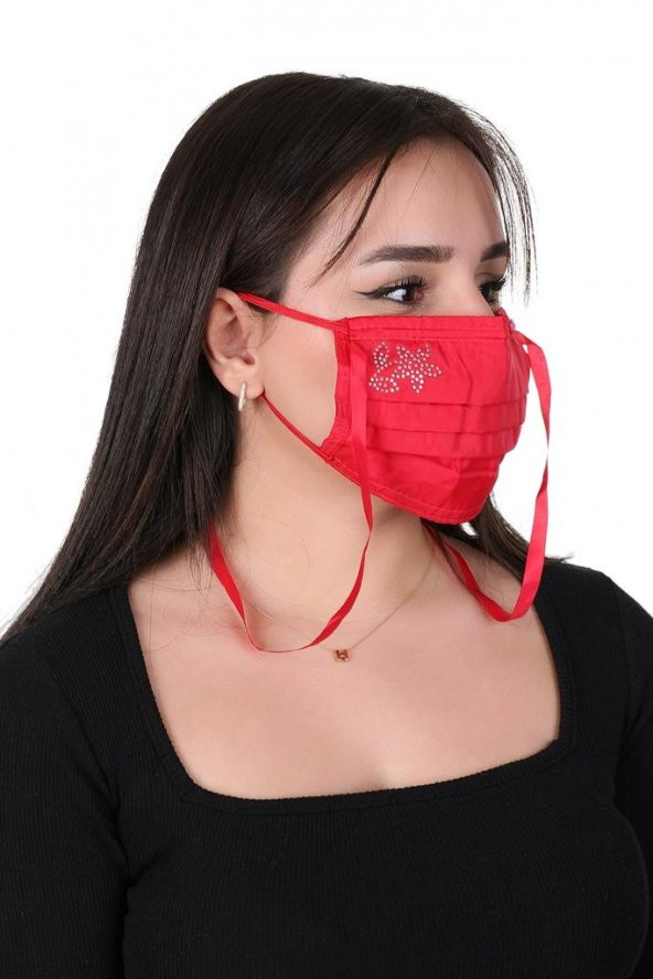 Gümüş İyonlu Boyundan Askılı Yıkanabilir Taşlı Maske K-5 - 7