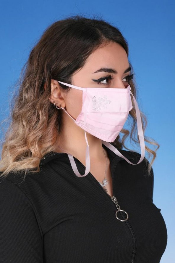 Gümüş İyonlu Boyundan Askılı Yıkanabilir Taşlı Maske K-5 - 9