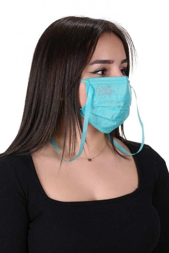 Gümüş İyonlu Boyundan Askılı Yıkanabilir Taşlı Maske K-5 - 11