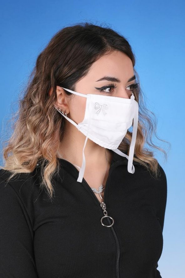 Gümüş İyonlu Boyundan Askılı Yıkanabilir Taşlı Maske K-4 - 2