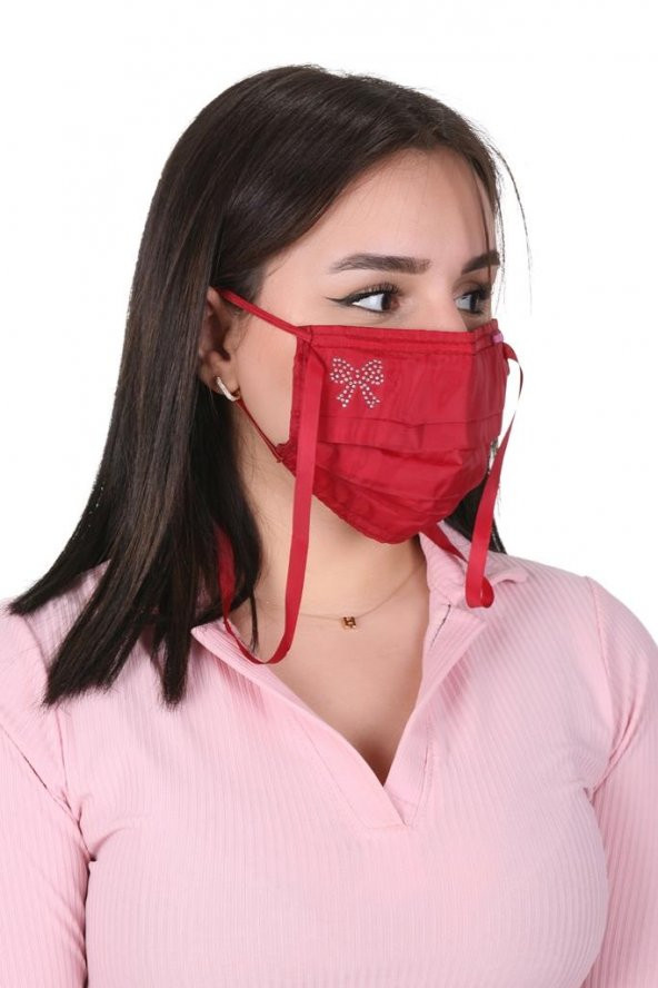 Gümüş İyonlu Boyundan Askılı Yıkanabilir Taşlı Maske K-4 - 3