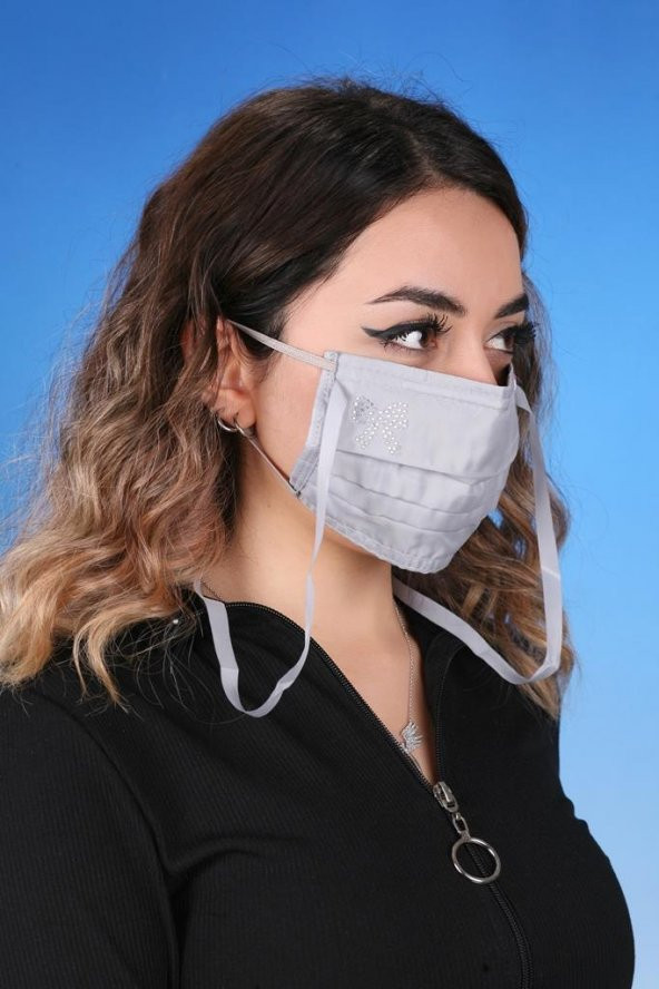 Gümüş İyonlu Boyundan Askılı Yıkanabilir Taşlı Maske K-4 - 4