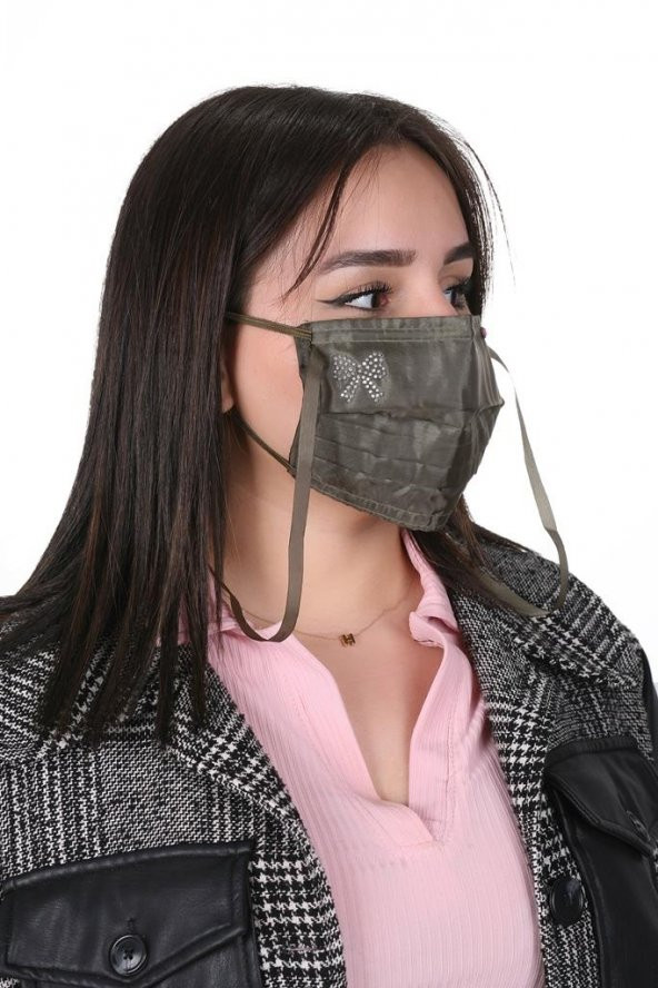 Gümüş İyonlu Boyundan Askılı Yıkanabilir Taşlı Maske K-4 - 5