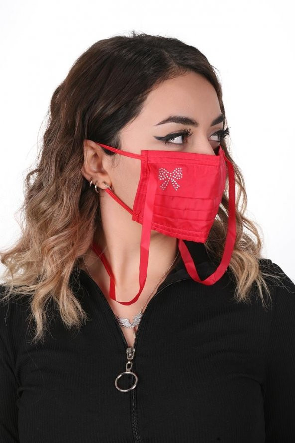 Gümüş İyonlu Boyundan Askılı Yıkanabilir Taşlı Maske K-4 - 6