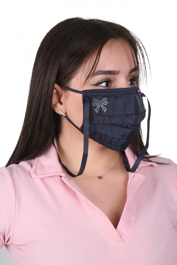 Gümüş İyonlu Boyundan Askılı Yıkanabilir Taşlı Maske K-4 - 7