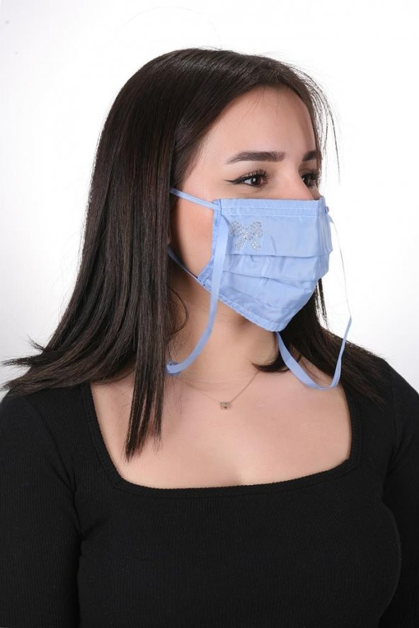 Gümüş İyonlu Boyundan Askılı Yıkanabilir Taşlı Maske K-4 - 10